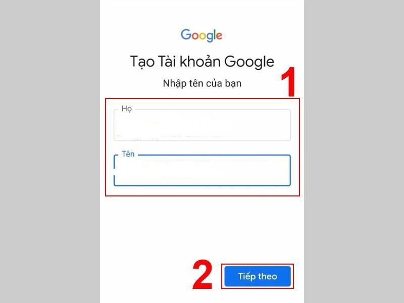 tạo tài khoản gmail trên điện thoại android bước 1