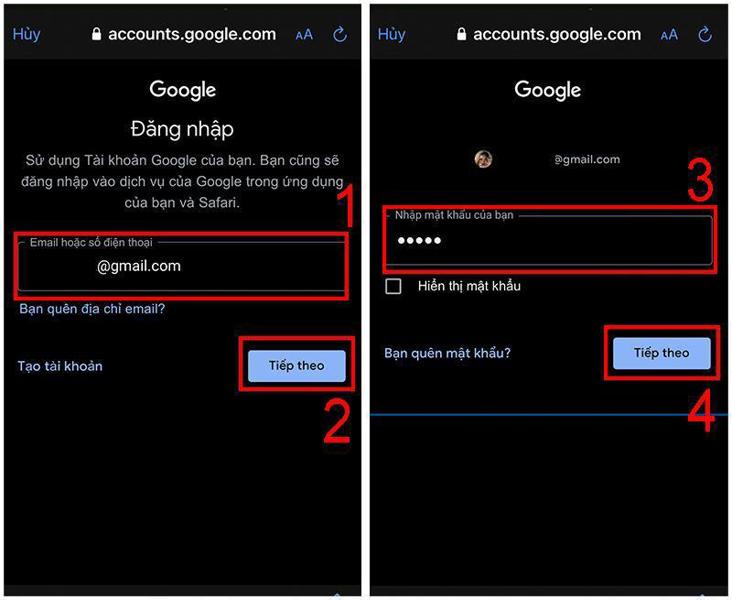 cách đăng nhâp tài khoản gmail mới bước 3