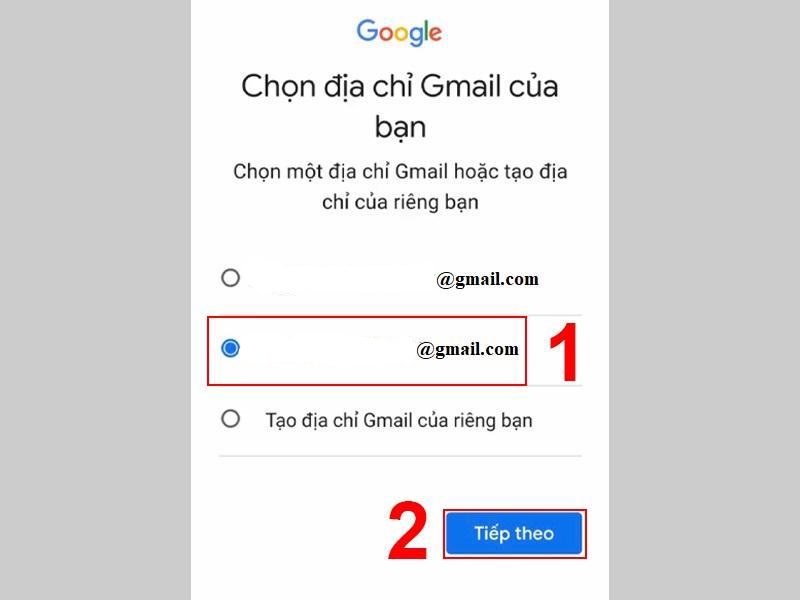 tạo tài khoản gmail trên điện thoại android bước 2