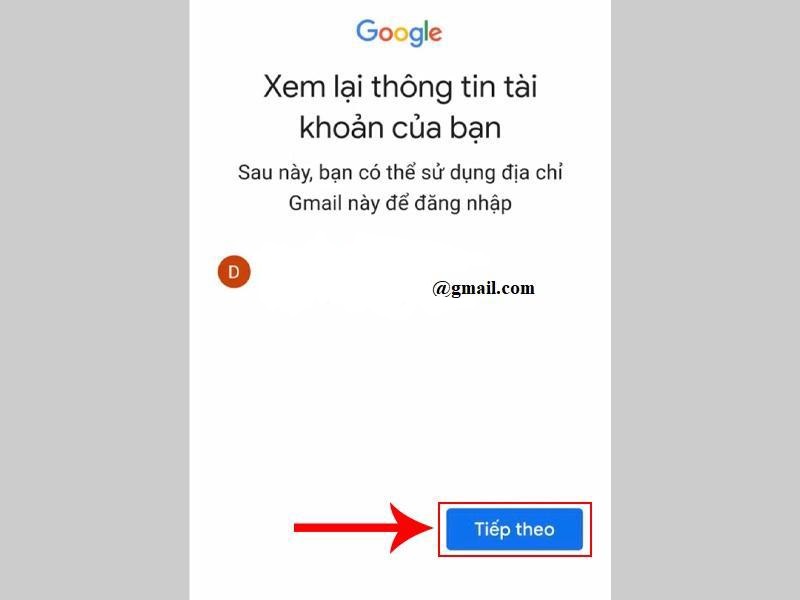 tạo tài khoản gmail trên điện thoại android bước 5