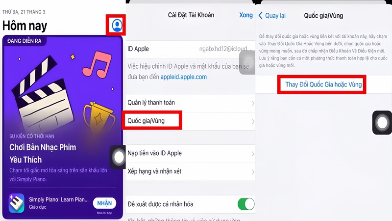 chuyển vùng để cài đặt tiktok