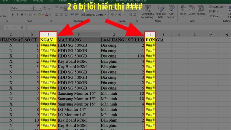 Xử lý lỗi #### trong Excel 