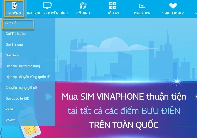 Cách đăng ký thuê bao điện thoại đầu số 082 bước 1