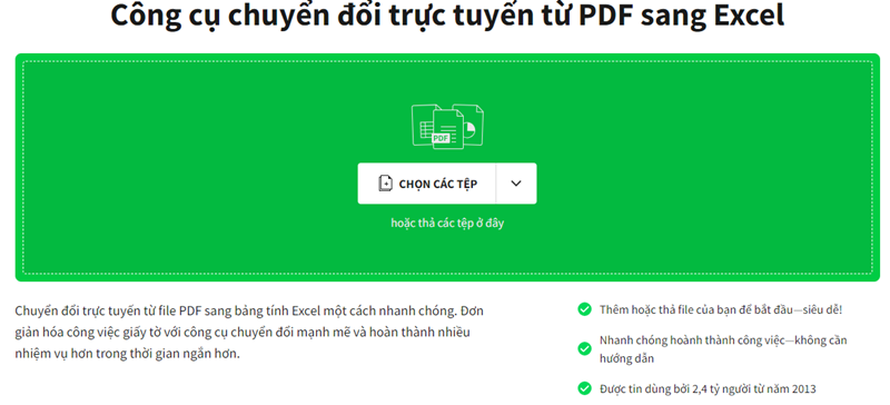 SmallPDF là cách chuyển file PDF sang Excel