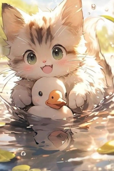 ảnh mèo cute anime siêu dễ thương