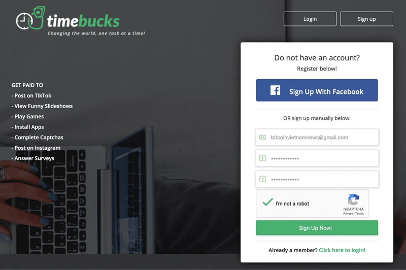 Timebucks - Kiếm tiền online đa hình thức