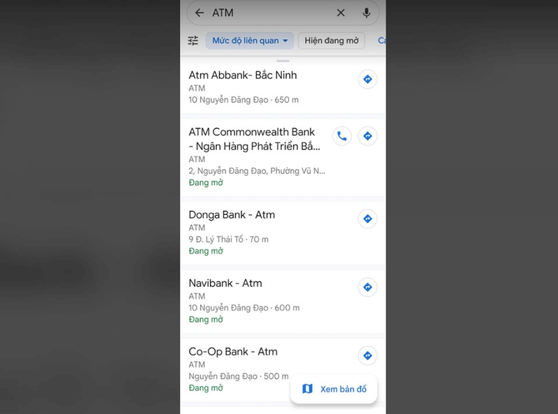 Hướng dẫn tìm ATM gần đây nhất với Google Map bước 4
