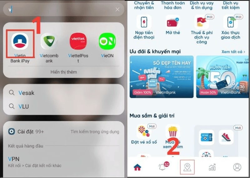 Chi tiết cách tìm trụ rút tiền ATM gần nhất với app ngân hàng bước 1