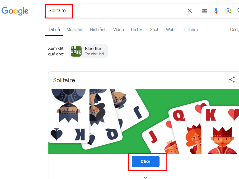 Hướng dẫn cách chơi bài Solitaire trên Google bước 2