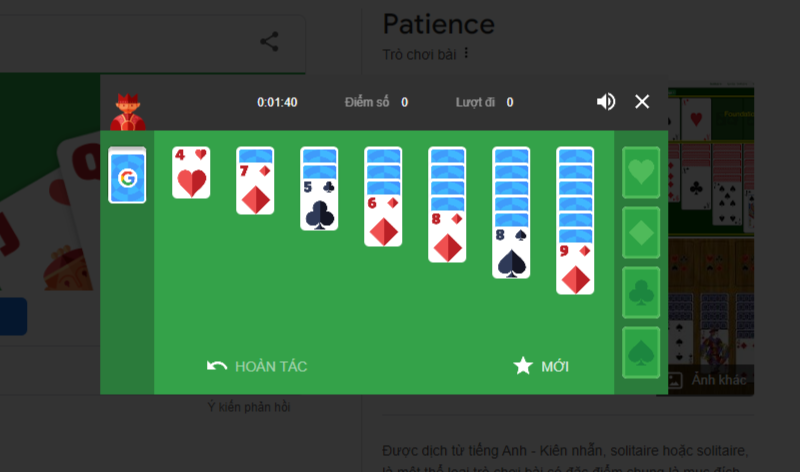 Hướng dẫn cách chơi bài Solitaire trên Google bước 4