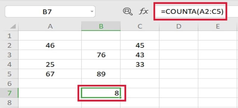 Hàm COUNTA trong excel