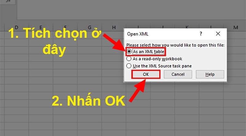 Cách mở file XML bằng Microsoft Excel bước 4