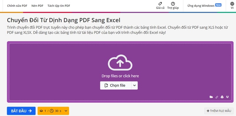 Chuyển đổi từ PDF sang Excel