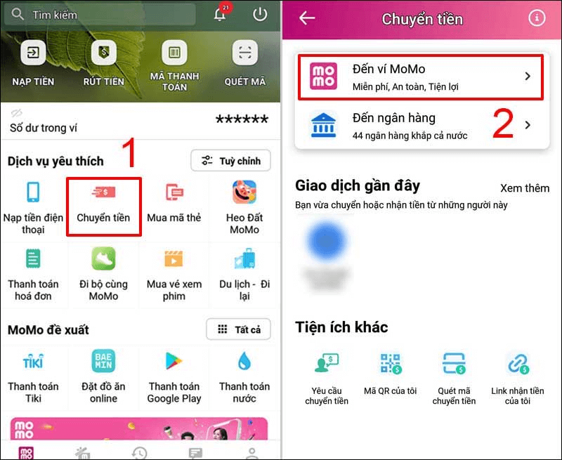 Cách chuyển tiền điện thoại bằng Momo