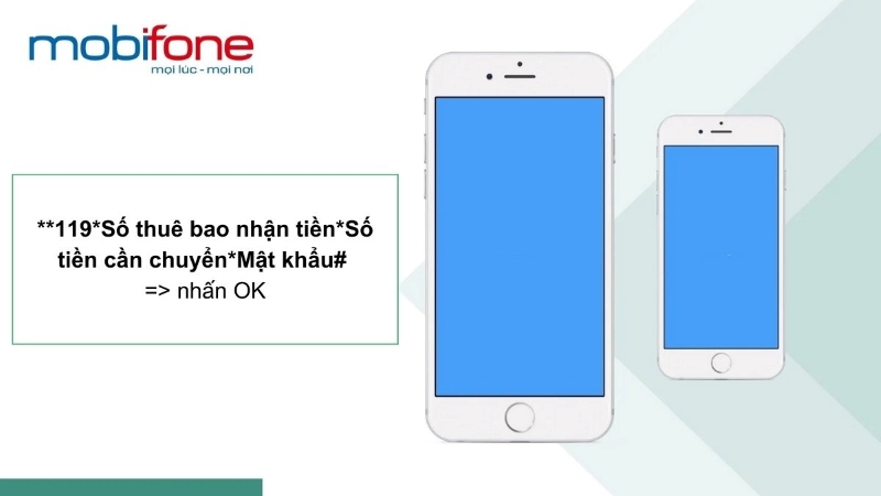 Cách chuyển tiền từ sim này qua sim khác Mobiphone bước 2