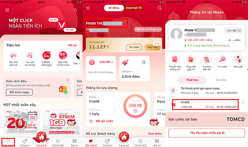 Hủy gói cước data tháng trên app My Viettel