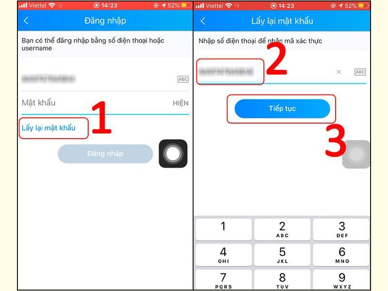 Đăng nhập nếu quên mật khẩu zalo bước 2