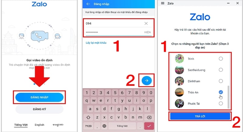 Cách đăng nhập Zalo trên điện thoại bước 3
