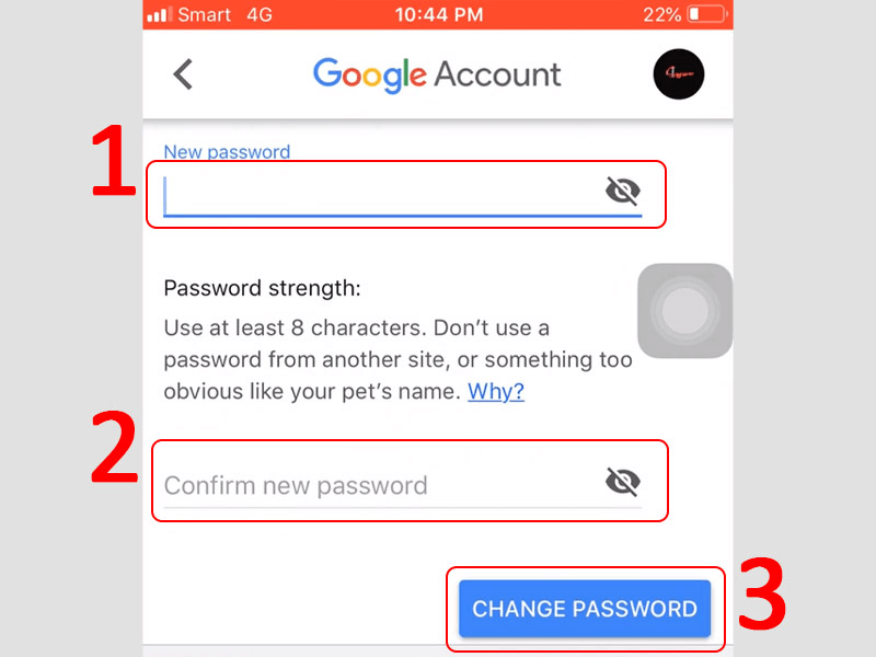Cách đổi mật khẩu Gmail trên điện thoại iPhone bước 5