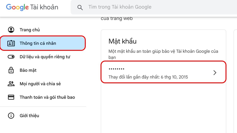 Cách đổi mật khẩu Gmail trên máy tính bước 2