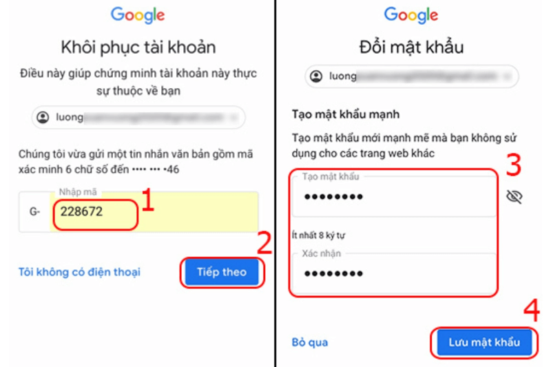 Cách đặt lại mật khẩu Gmail khi quên trên điện thoại bước 3