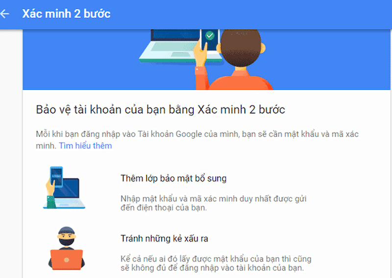 Bật tính năng bảo vệ 2 lớp cho tài khoản Gmail 