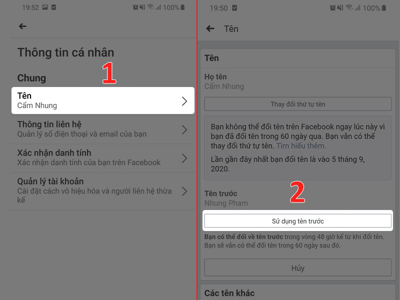 Cách đổi tên Facebook khi chưa đủ 60 ngày bước 4