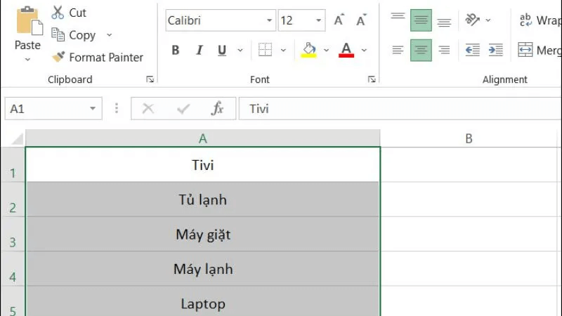 Cách gộp ô trong Excel bằng Justify bước 1