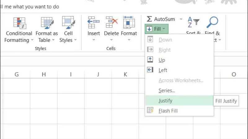 Cách gộp ô trong Excel bằng Justify bước 2