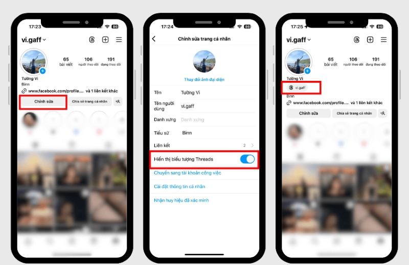 cách hiện threads trên instagram