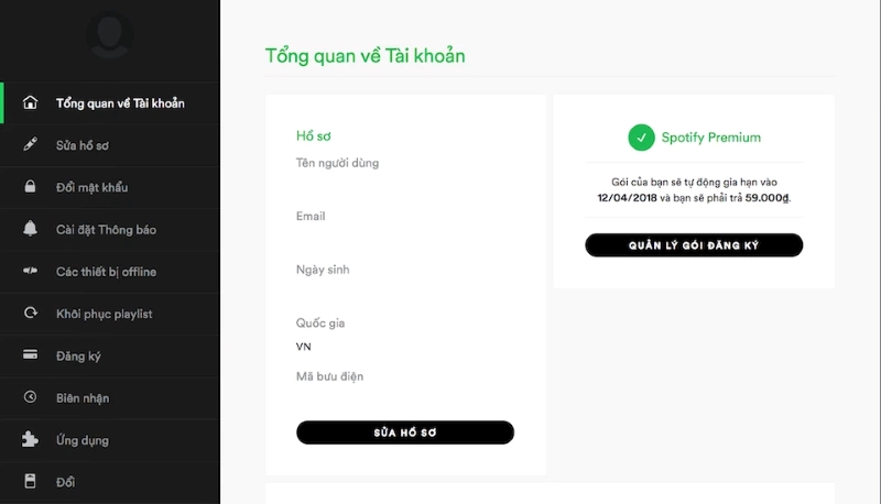 cách hủy gói spotify premium trên máy tính