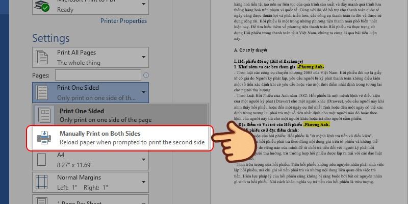 Đối với máy in hỗ trợ in 2 mặt bước 2