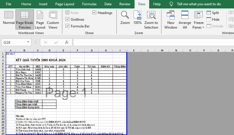 In Excel vừa trang A4 bằng Page Break Preview bước 3