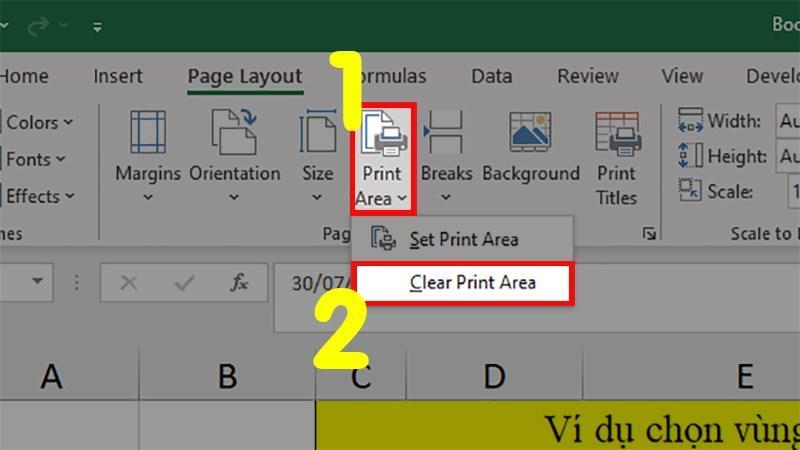 Dùng tính năng Print Areas bước 1