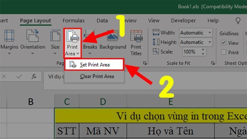 Dùng tính năng Print Areas bước 3