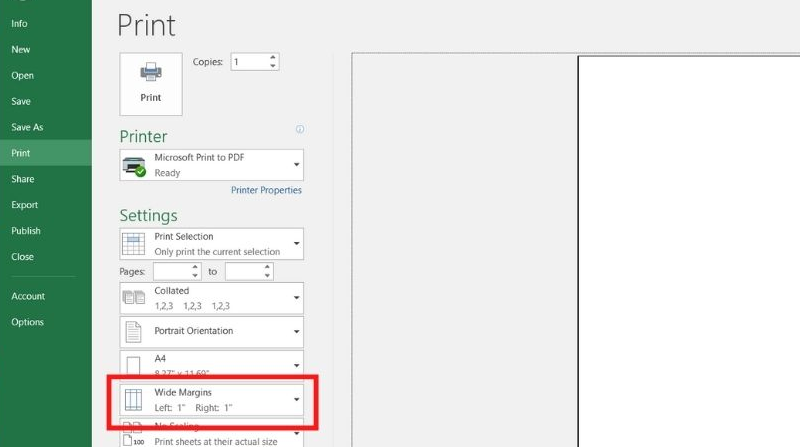 Hướng dẫn căn chỉnh Excel vừa trang A4 bước 1