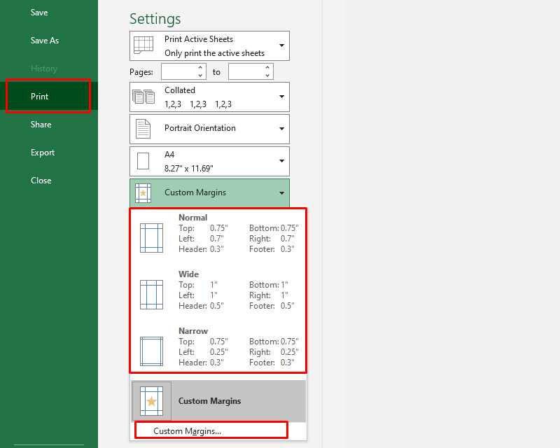 Hướng dẫn tùy chỉnh một số thông số khác khi in file Excel bước 1