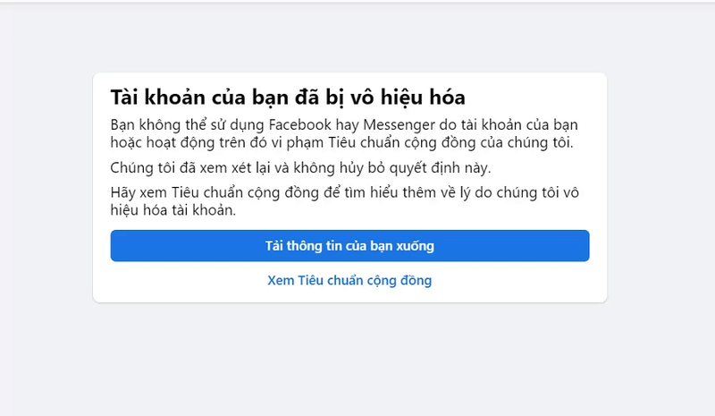 Vì sao tài khoản Facebook đột nhiên bị vô hiệu hoá