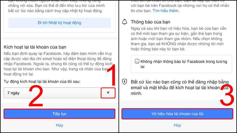 Cách khóa tài khoản Facebook tạm thời trên điện thoại bước 5