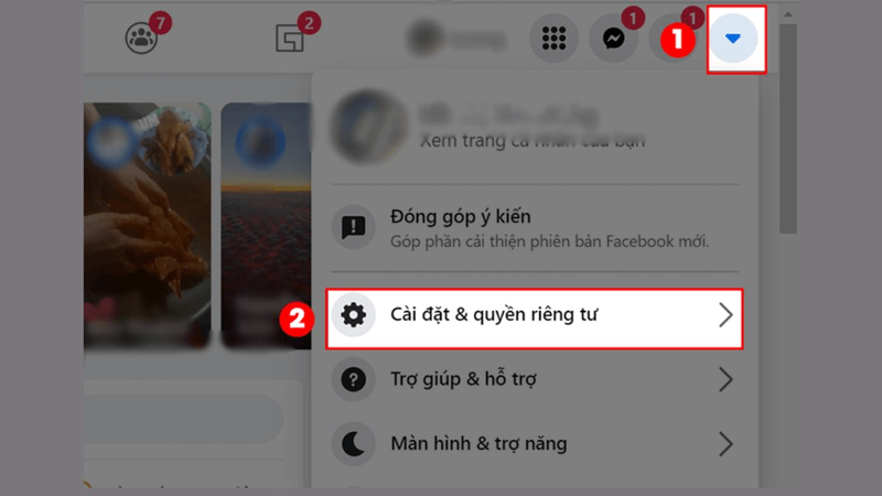 Cách khóa Facebook tạm thời bằng máy tính bước 1