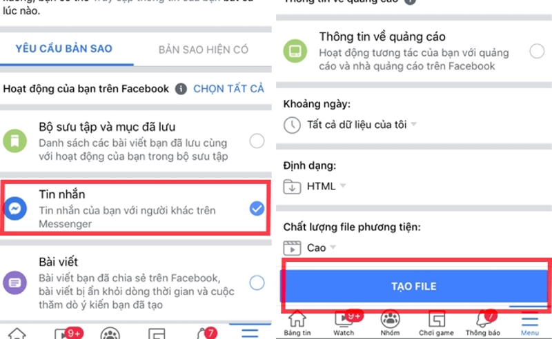 Cách khôi phục tin nhắn Messenger trên điện thoại iPhone bước 3