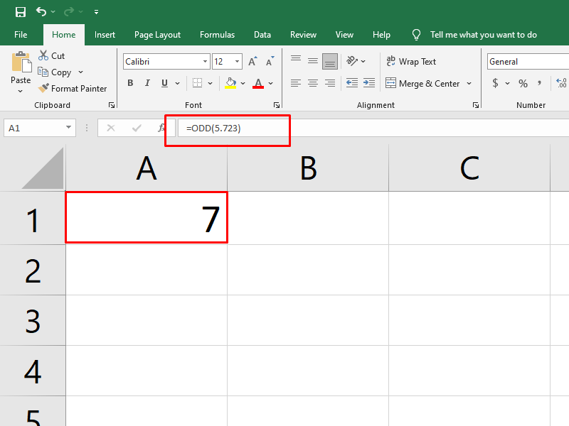 Cách dùng hàm ODD làm tròn số trong Excel