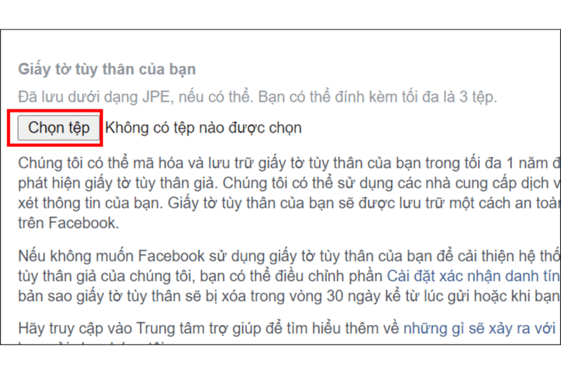 Lấy lại mật khẩu Facebook bằng căn cước, cmnd 1