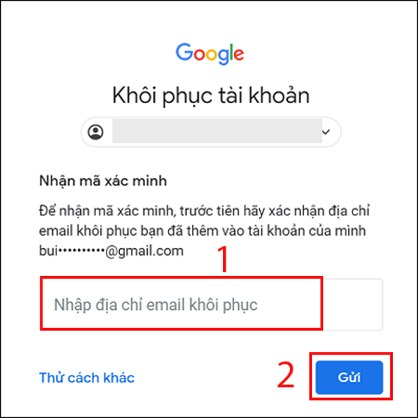 Cách lấy lại mật khẩu Gmail không cần số điện thoại bước 4