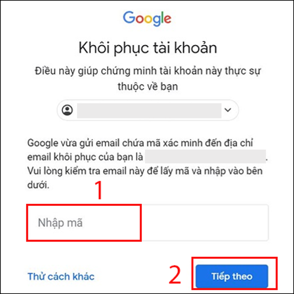 Cách lấy lại mật khẩu Gmail không cần số điện thoại bước 5