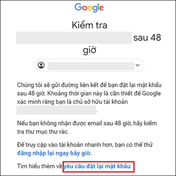 Cách lấy lại mật khẩu Gmail không cần số điện thoại bước 6