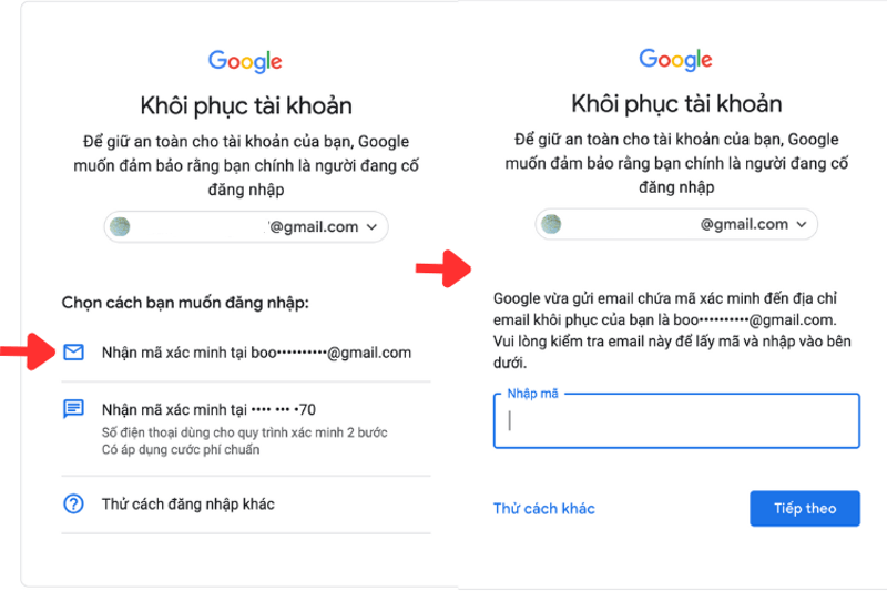 Cách lấy lại mật khẩu Gmail bằng mail khôi phục 