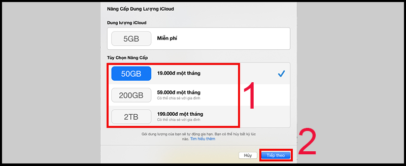 Cách mua dung lượng iCloud trên Macbook