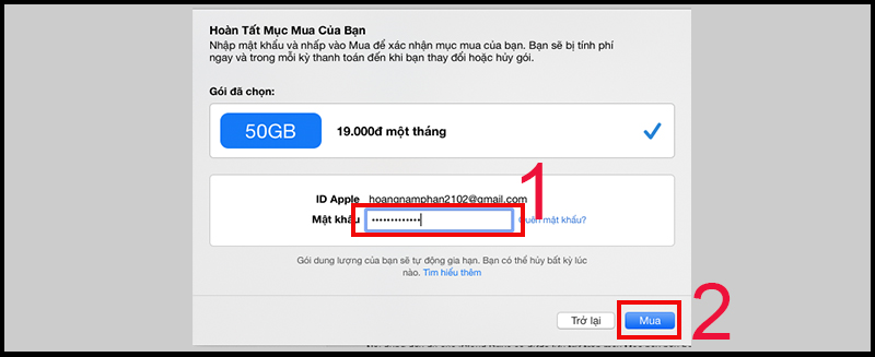 Cách mua dung lượng iCloud trên Macbook