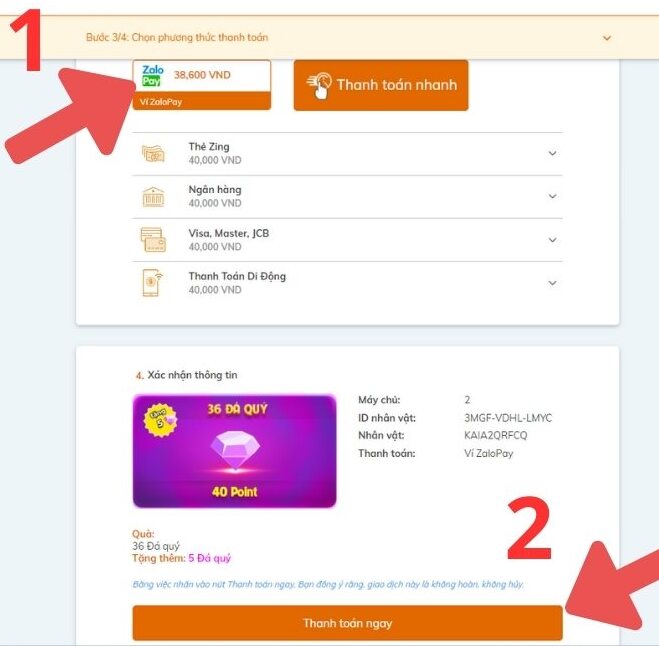 Cách nạp Play Together VNG qua ZaloPay bước 2
